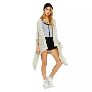 URBAN OUTFITTERS / KIMCHI BLUE Cardigan, Beige Polyester Knit Open Drape Boho XS